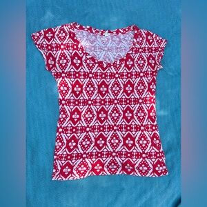 J. Crew Red and White  Cap Sleeve Tee